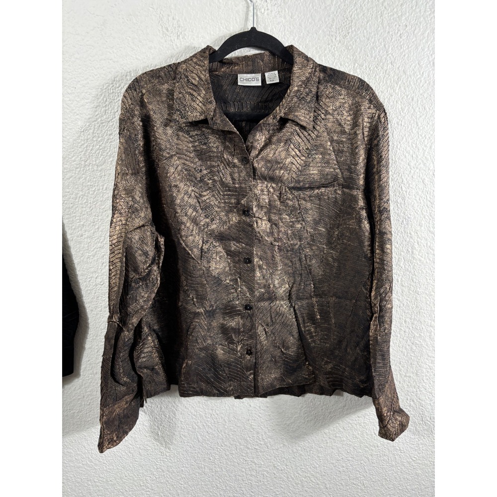 Chicos Womens Tops Lot of 3 Size 1 Animal Print Floral Metallic Textured - Picture 6 of 16